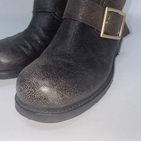 Jimmy Choo COARSE METALLIC LEATHER-GOL engineer boots used women shoe size 36 - Picture 4 of 5